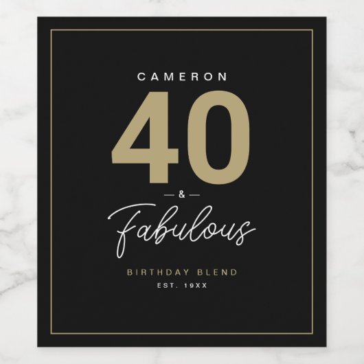 Eenvoudig, modern, 40- en handig, persoonlijk wijn etiket (Enkel label)