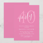 Eenvoudig Modern 40e verjaardag Vrouwen Roze Kaart (Voorkant / Achterkant)