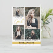 Eenvoudig Modern 4 Fotocollage Wit Afstuderen Aankondiging (Staand voorkant)