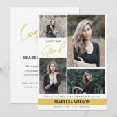 Eenvoudig Modern 4 Fotocollage Wit Afstuderen Aankondiging (Voorkant / Achterkant)