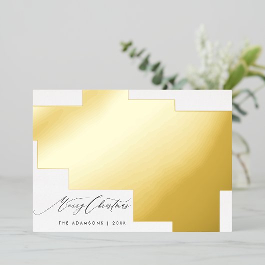 Eenvoudig Modern 9 Fotocollage Vrolijk Kerstfeest Folie Feestdagenkaart (Staand Voorkant)