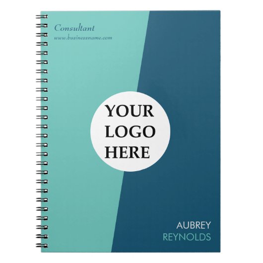 Eenvoudig Modern Aangepast Blauw Groen Professione Notitieboek (Voorkant)