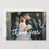 Eenvoudig modern aangepast fotohuwelijk bedankkaart (Voorkant)