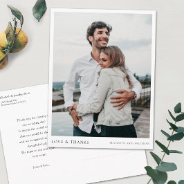 Eenvoudig modern aangepast fotohuwelijk Bedankt Briefkaart