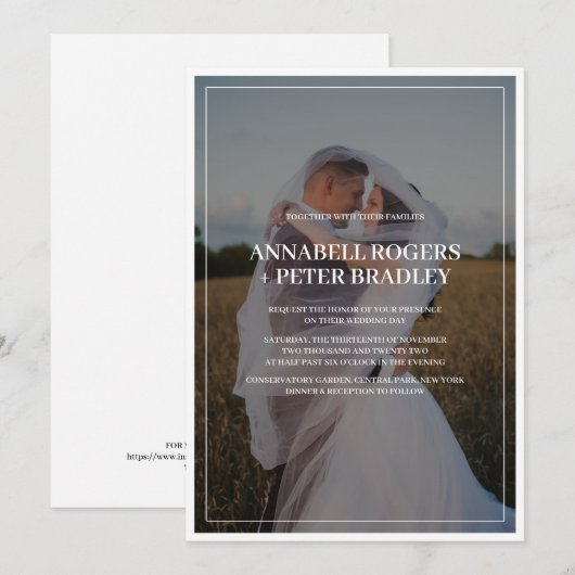 Eenvoudig modern aangepast fotohuwelijk kaart (Voorkant / Achterkant)