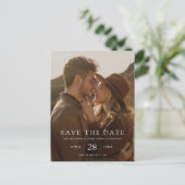 Eenvoudig modern aangepast fotohuwelijk sparen de  aankondigingskaart (Staand voorkant)