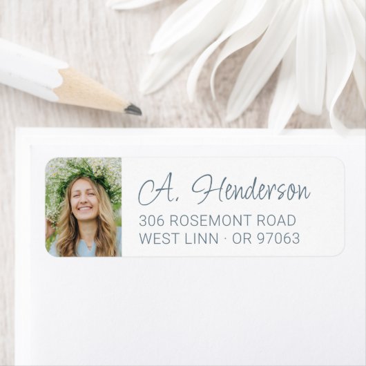 Eenvoudig modern aangepaste foto retour adres etiket (Insitu)