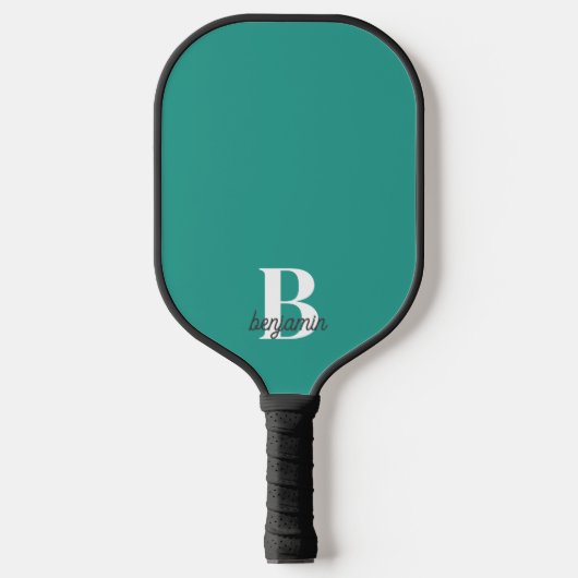 Eenvoudig Modern Aangepaste Monogram Naam Donker A Pickleball Paddle (Voorkant)
