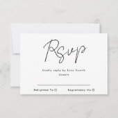 Eenvoudig modern, aangepaste namen zwart withuweli RSVP kaartje (Voorkant)