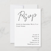 Eenvoudig modern, aangepaste namen zwart withuweli RSVP kaartje (Voorkant)