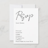 Eenvoudig modern, aangepaste namen zwart withuweli RSVP kaartje (Voorkant)