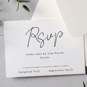 Eenvoudig modern, aangepaste namen zwart withuweli RSVP kaartje