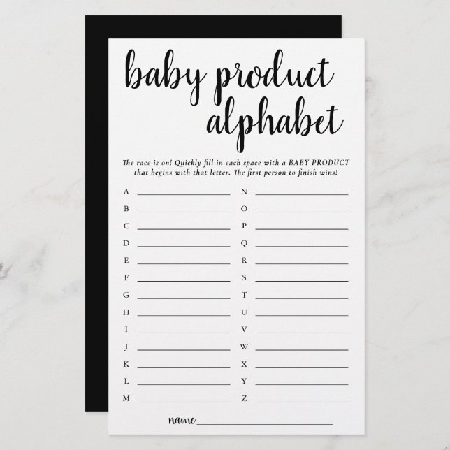 Eenvoudig modern ABC-product | Leuk douchespel (Voorkant / Achterkant)