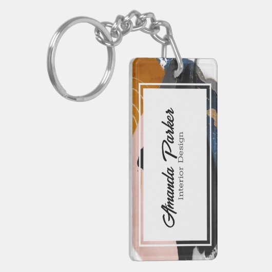 Eenvoudig modern Abstract QR-codeVisitekaartje Sleutelhanger (Voorkant Links)