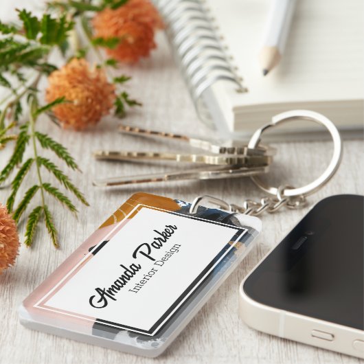 Eenvoudig modern Abstract QR-codeVisitekaartje Sleutelhanger (Voorkant Rechts)