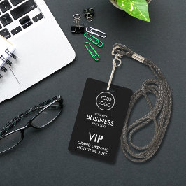 Eenvoudig Modern Add Logo Zwart-wit VIP Pass Badge
