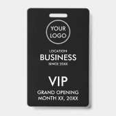 Eenvoudig Modern Add Logo Zwart-wit VIP Pass Badge (Voorzijde)