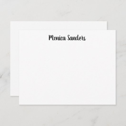 Eenvoudig, modern, afspeelbaar Casual zwart script Notitiekaartje (Voorkant / Achterkant)