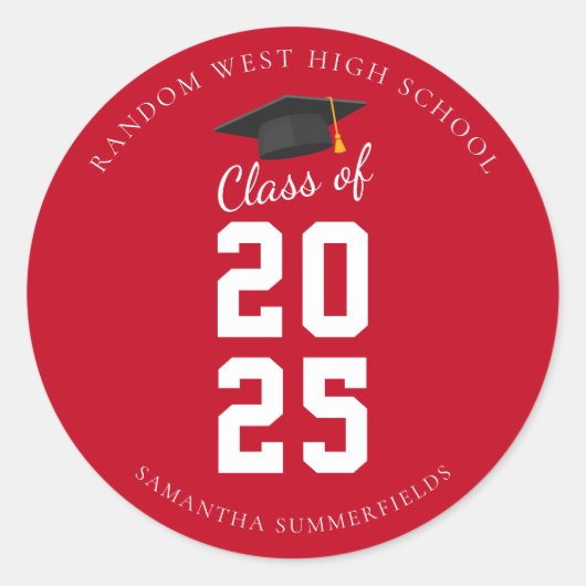 Eenvoudig Modern Afstuderen 2025 Afstudeerder Part Ronde Sticker (Voorkant)