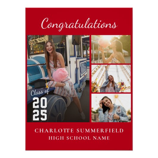 Eenvoudig Modern Afstuderen 2025 Fotocollage Perfect Poster (Voorkant)