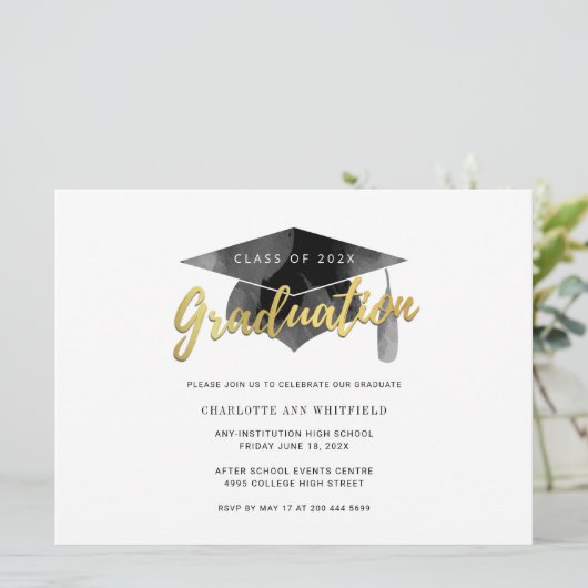 Eenvoudig Modern Afstuderen 2025 Uitnodiging (Staand voorkant)