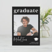 Eenvoudig, modern, afstuderen afstuderen zwart aankondiging (Staand voorkant)