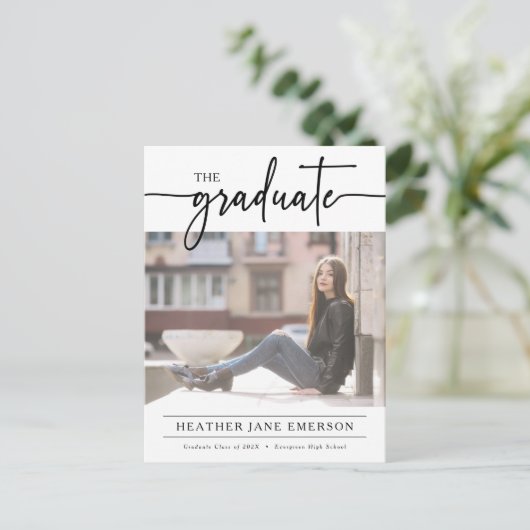 Eenvoudig modern Afstuderen Briefkaart (Staand voorkant)