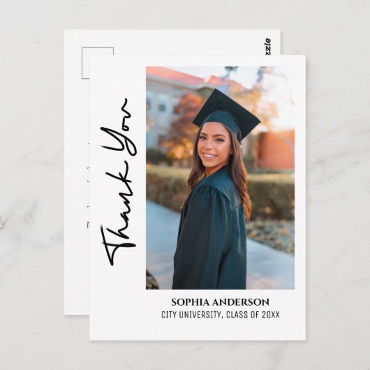 Eenvoudig modern Afstuderen dank u Briefkaart (Voorkant / Achterkant)