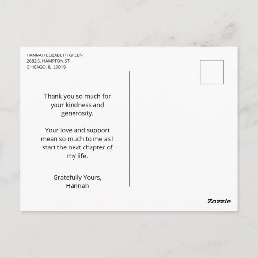 Eenvoudig modern Afstuderen foto dank u Briefkaart (Achterkant)