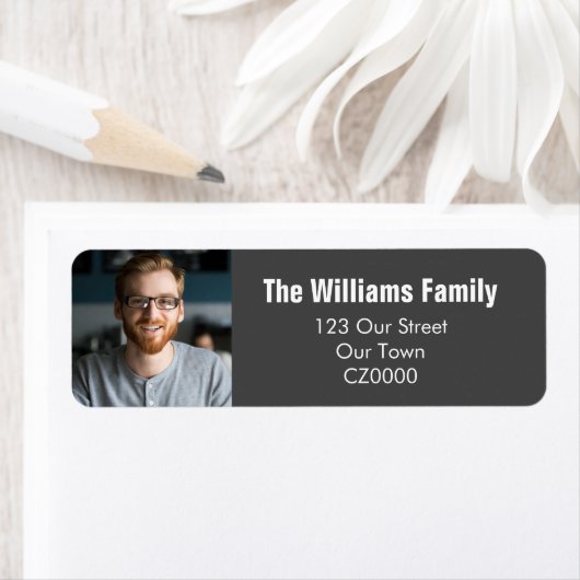 Eenvoudig modern Afstuderen fotoadres Etiket (Insitu)