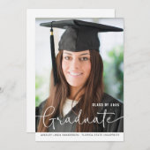 Eenvoudig modern Afstuderen Fotoscript Aankondiging (Voorkant / Achterkant)