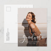 Eenvoudig modern Afstuderen Fotoscript Aankondigingskaart (Voorkant / Achterkant)