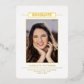 Eenvoudig modern Afstuderen Gold Photo-script Folie Uitnodiging (Voorkant)
