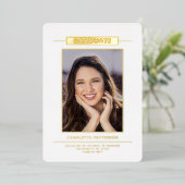 Eenvoudig modern Afstuderen Gold Photo-script Folie Uitnodiging (Staand Voorkant)