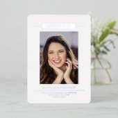 Eenvoudig modern Afstuderen Photo Silver Script Folie Uitnodiging (Staand Voorkant)