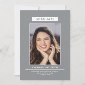 Eenvoudig modern Afstuderen Script Foto blauw grij (Voorkant)