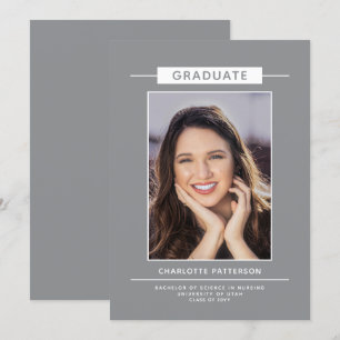 Eenvoudig modern Afstuderen Script Foto blauw grij