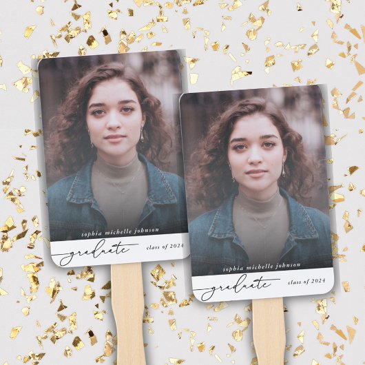 Eenvoudig modern Afstuderen script fotofeest Handwaaier