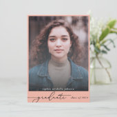 Eenvoudig modern Afstuderen script fotofeest | roz Kaart (Staand voorkant)