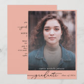 Eenvoudig modern Afstuderen script fotofeest | roz Kaart (Voorkant / Achterkant)