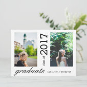 Eenvoudig Modern Afstuderen twee foto's Kaart (Staand voorkant)