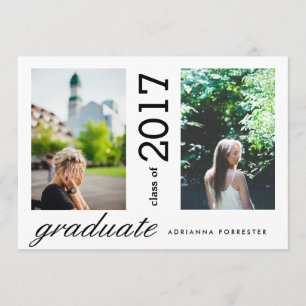 Eenvoudig Modern Afstuderen twee foto's Kaart