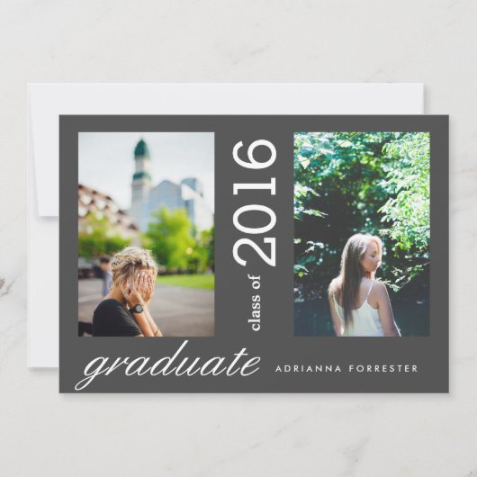 Eenvoudig modern Afstuderen twee foto's met zwarte Kaart (Voorkant)