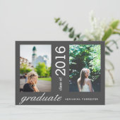 Eenvoudig modern Afstuderen twee foto's met zwarte Kaart (Staand voorkant)