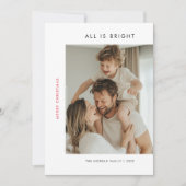 Eenvoudig modern alles is helder rood kerstfoto feestdagenkaart (Voorkant)