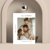 Eenvoudig modern alles is helder rood kerstfoto feestdagenkaart