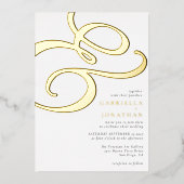 Eenvoudig modern Ampersand Wedding Black Gold Folie Uitnodiging (Voorkant)