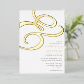 Eenvoudig modern Ampersand Wedding Black Gold Folie Uitnodiging (Staand Voorkant)