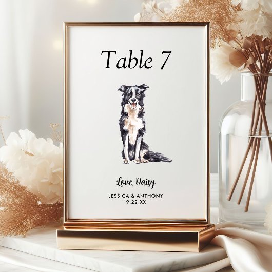 Eenvoudig Modern Aquarel Hond Trouwen Kaart
