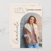 Eenvoudig Modern Arch Foto Beige Afstuderen Aankondiging (Voorkant / Achterkant)